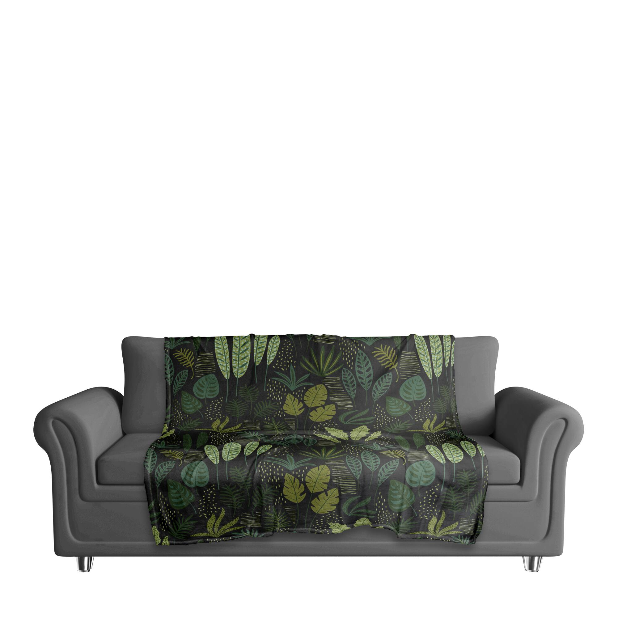 Fun Leaves On Black 50" x 60" Coral Fleece Blanket